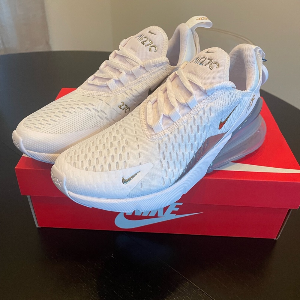 Nike air max 270 metallic gold white sneakers